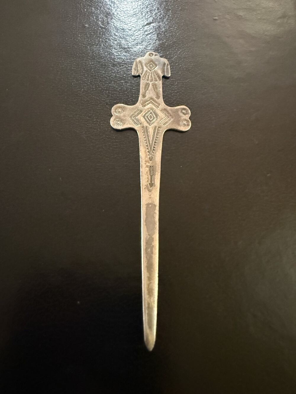 Navajo Fred Harvey Era Sterling Silver Stamped Letter Opener ~4” Vintage